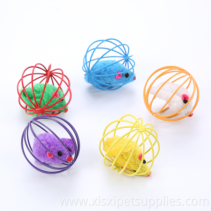 pretty color mouse in cage for cat playing cat products
